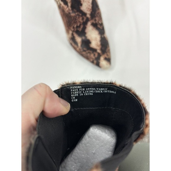 Charles by Charles David Panama Faux Fur Boots Brown Black Animal Print Pointy - Picture 7 of 12
